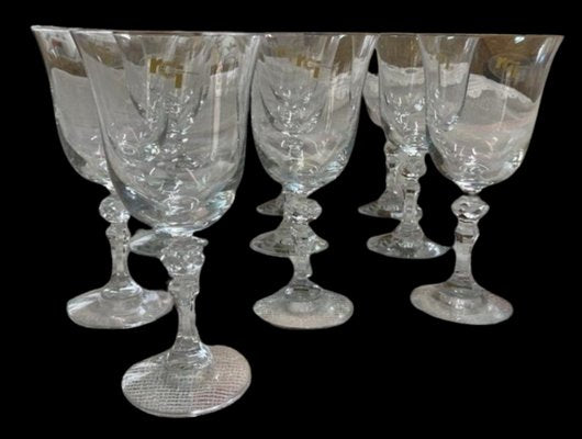 Bohemian Crystal Glasses with Carved Pedestals, 1960s, Set of 38-SNX-1792470