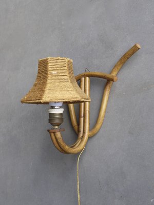 Bohemian French Bamboo Wall Lamp, 1950s-ZBW-942318