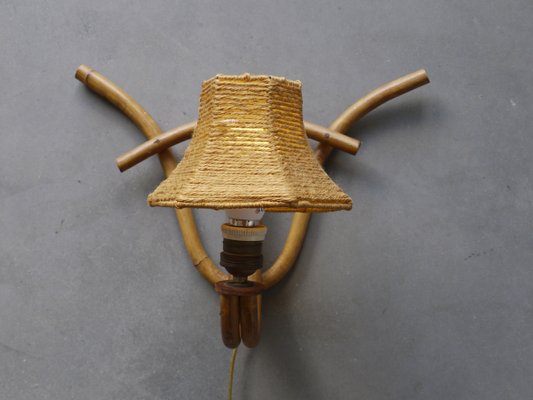 Bohemian French Bamboo Wall Lamp, 1950s-ZBW-942318