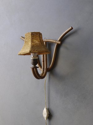 Bohemian French Bamboo Wall Lamp, 1950s-ZBW-942318