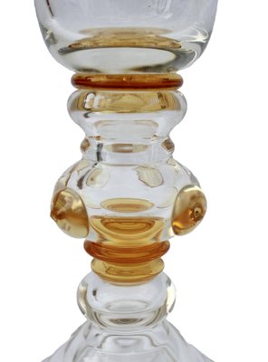 Bohemian Glass Footed Jar with Gold Leaf Decoration-MJY-1148979