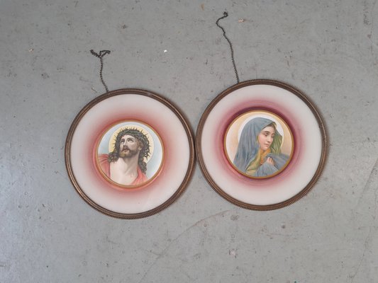 Bohemian Glass Wall Hanging, 1940s, Set of 2-AIU-1384426