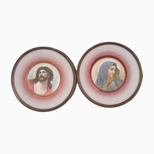 Bohemian Glass Wall Hanging, 1940s, Set of 2-AIU-1384426