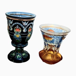 Bohemian Goblet and Vase, 1890s, Set of 2-EAI-1703842