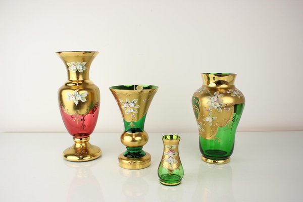 Bohemian Gold Glass Vase, Czechoslovakia, 1950s-TZ-1192556