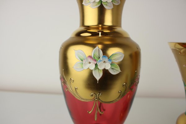 Bohemian Gold Glass Vase, Czechoslovakia, 1950s-TZ-1192556