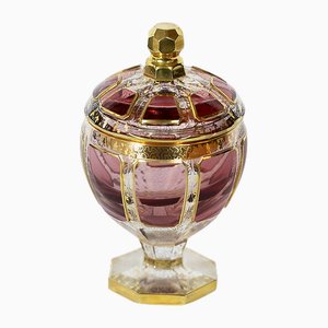 Bohemian Handmade Gilt Glass Lidded Candy Dish from Moser-ZVH-1789271