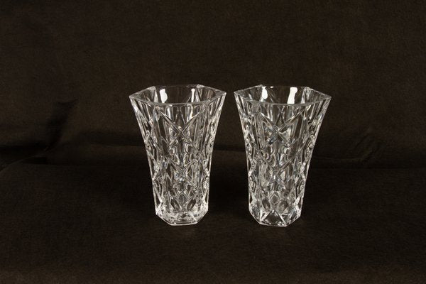 Bohemian Lead Crystal Vases, 1940s, Set of 10-WIX-685849