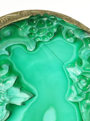 Bohemian Malachite Glass Ingrid Collection Dresser Set by Curt Schlevogt, 1930s, Set of 3-UCH-1224843