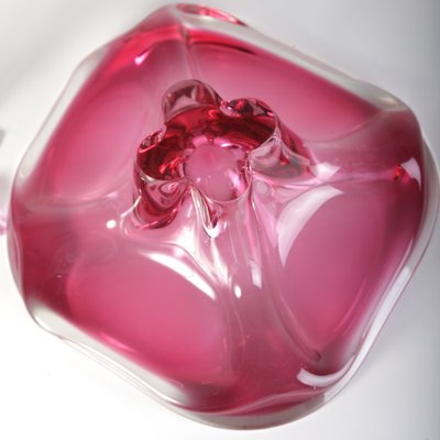 Bohemian Pink Glass Bowl by Josef M. Hospodka for Sklarny Chribska, 1960s-ALG-694713