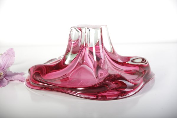 Bohemian Pink Glass Bowl by Josef M. Hospodka for Sklarny Chribska, 1960s-ALG-694713