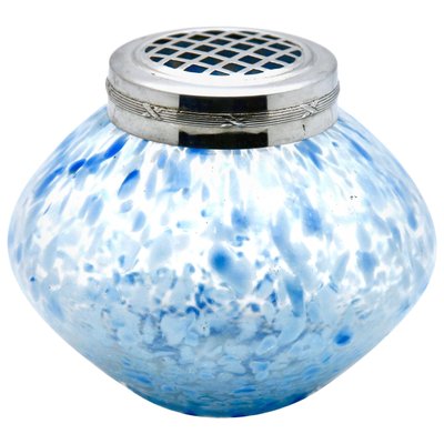 Bohemian Pique Fleurs Vase with Grille & Flecked with Blue, Late 1930s-MJY-1148895