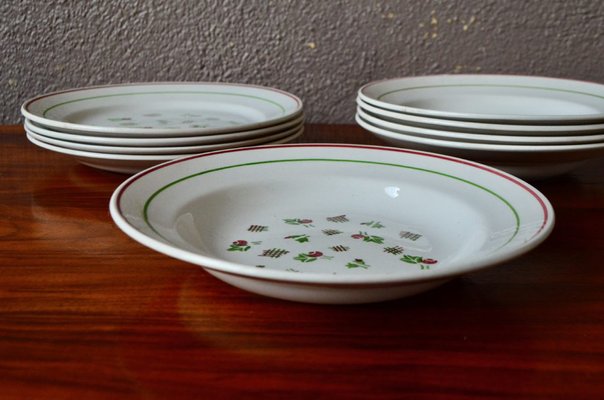 Bohemian Plates by Keller and Guerin Lunéville, 1950s, Set of 9-AIU-1742531