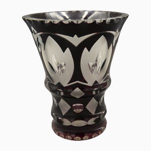 Bohemian Purple Cut Glass Vase, 1940s-WK-1430713