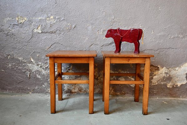 Bohemian Wooden Stools, 1950s, Set of 2-AIU-1743052