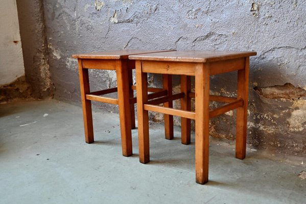 Bohemian Wooden Stools, 1950s, Set of 2-AIU-1743052