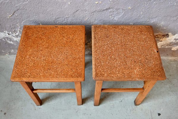 Bohemian Wooden Stools, 1950s, Set of 2-AIU-1743052