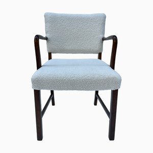 Boho Armchair with Lamb-Type Off-White Fabric, 1970s-FSD-1409244