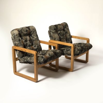 Bolek Chairs in Pine and Fabric, Poland, 1980s, Set of 2-IVW-1763425