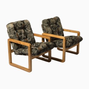 Bolek Chairs in Pine and Fabric, Poland, 1980s, Set of 2-IVW-1763425