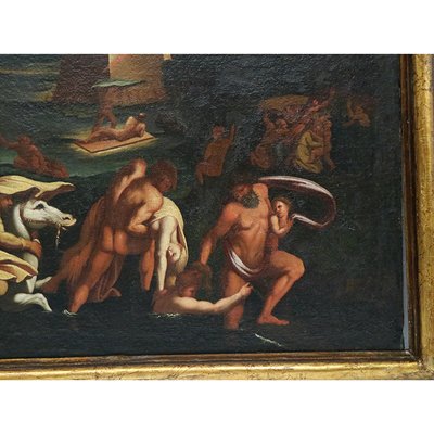 Bolognese School Artist, Scene with Naked Characters in Hell, 1600s, Oil on Canvas-BEW-2042182