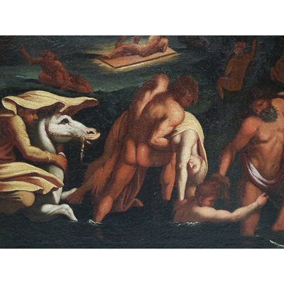 Bolognese School Artist, Scene with Naked Characters in Hell, 1600s, Oil on Canvas-BEW-2042182