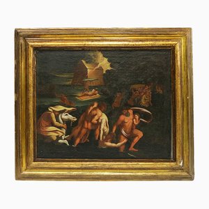 Bolognese School Artist, Scene with Naked Characters in Hell, 1600s, Oil on Canvas-BEW-2042182