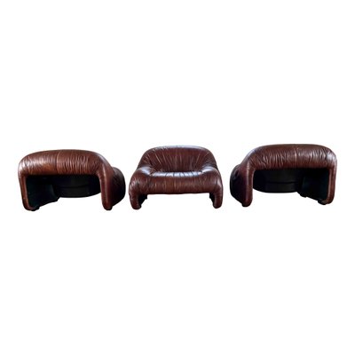 Bonanza Armchairs in Brown Leather by Tobia & Afra Scarpa for C & B Italia, 1970s, Set of 3-RPH-1078582