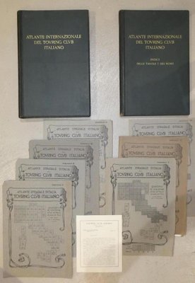 Bond Opera Cartographic, International Atlas of the Italian Touring Club with Dedication by Benito Mussolini, Italy 1927, Set of 9-ERB-964752