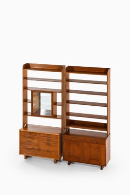 Bookcases in Mahogany, Brass and Mirrored Glass attributed to Josef Frank, 1950s, Set of 2-SC-2041497