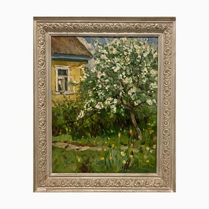 Boris Lavrenko, Apple Tree in Bloom, 1996, Oil Painting, Framed-QUE-1182978