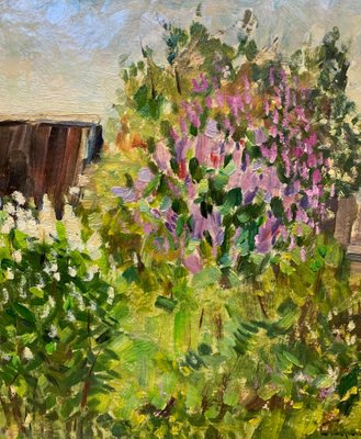 Boris Lavrenko, Flowery House, Oil on Canvas, 1980-QUE-943990