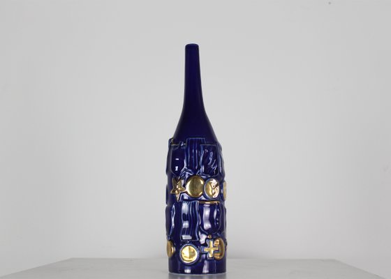 Bottles in Blue Ceramic by Gio Ponti for Cooperativa Ceramica Imola, 1993, Set of 2-IVC-1294465