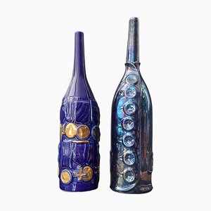 Bottles in Blue Ceramic by Gio Ponti for Cooperativa Ceramica Imola, 1993, Set of 2-IVC-1294465