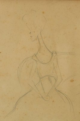 Bougaria, A Conversation Between Two Figures, Pencil Drawing-AOI-1106918