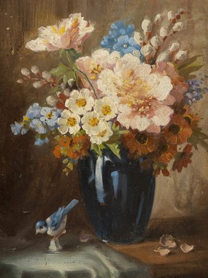 Bouquet, Oil on Plate, Framed-GPP-1048569