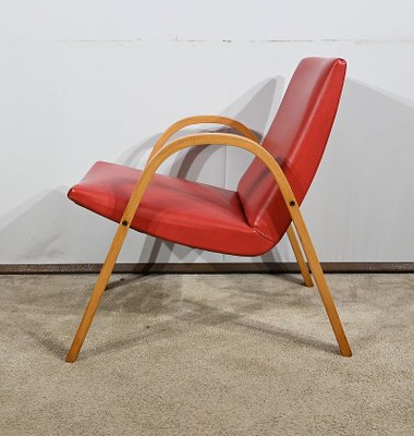 Bow Wood Armchair attributed to Hugues Steiner, 1950s-RVK-1762889