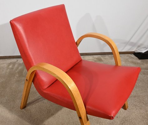 Bow Wood Armchair attributed to Hugues Steiner, 1950s-RVK-1762889