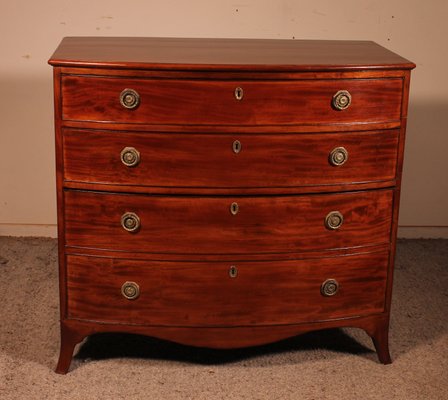 Bowfront Chest of Drawers in Mahogany, 1800s-HPU-1180407