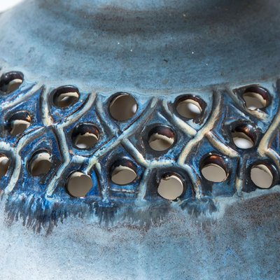 Bowl Blue Ceramic Pendant Light, Denmark, 1970-VDW-1756156