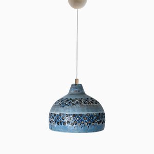 Bowl Blue Ceramic Pendant Light, Denmark, 1970-VDW-1756156