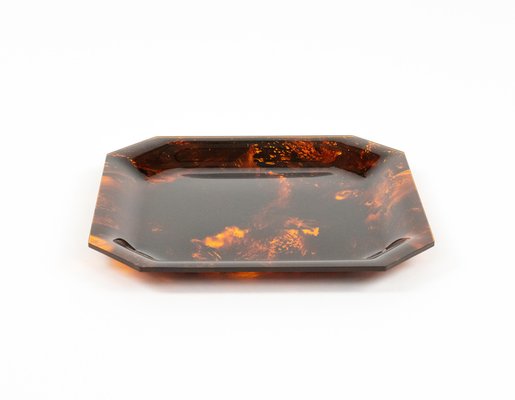 Bowl Centerpiece Trays in Tortoiseshell Acrylic Glass, Italy, 1970s, Set of 9-LYQ-2020940