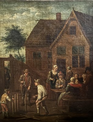 Bowling Scene, 18th Century, Oil on Canvas-XMH-1818442