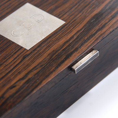 Box in Rosewood Inlaid with Silver by Hans Hansen, Mid-20th Century-GIW-935937