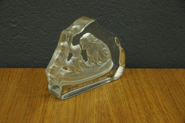 Boy with Dog Bookend in Glass by Paul Isling for Nybro Glasbruk-KDW-1306208