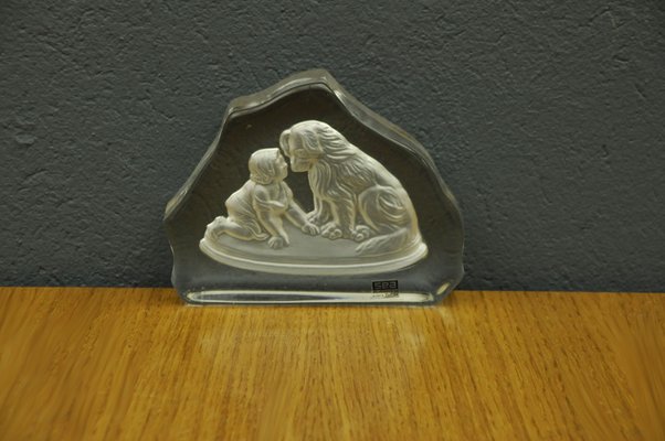 Boy with Dog Bookend in Glass by Paul Isling for Nybro Glasbruk-KDW-1306208