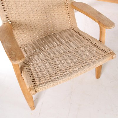 Braided Rope and Wood Sofa and Lounge Chairs, Set of 3-DSC-1780135