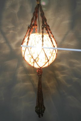 Braided Sisal and Glass Pendant Light Fixture, 1970s-KEG-1244748