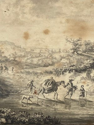 Brandt, Family Child on Horseback, 18th Century, Drawing on Paper-QKG-1795371