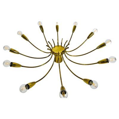 Brass 12-Arm Sputnik Chandelier Attributed to Arredoluce, 1950s-PUK-1317201